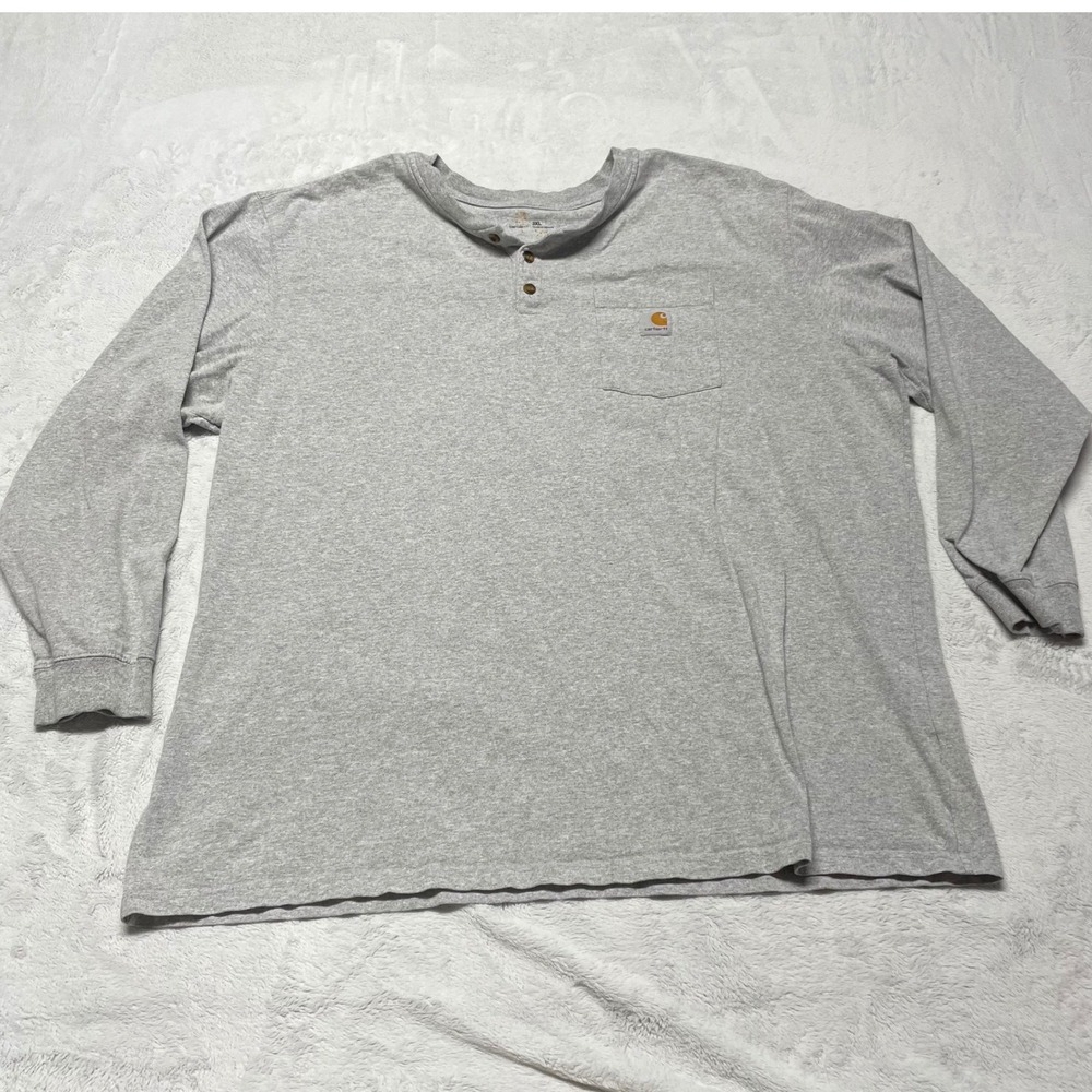 Carhartt Henley Long Sleeve Shirt Mens 3XL Gray Pocket Workwear
